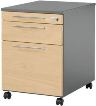 Schäfer Shop Select Rollcontainer Start Off 126 mit Utensilienfach, Hängeregisterauszug und Schublade, abschließbar, Farbe: Graphit/Ahorn, B/T/H: 43,2 x 58,0 x 59,5 cm - Bild 1