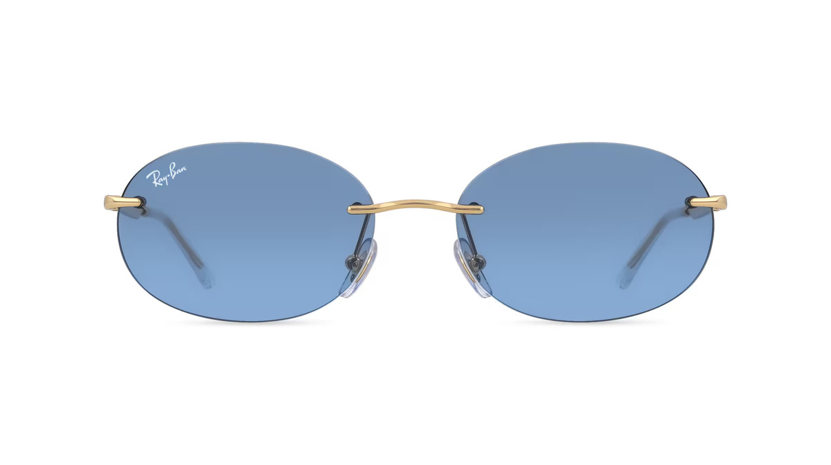 Ray-Ban RB3767 Sonnenbrille, randlos, oval, Metall, Unisex, gold, blue - Bild 1