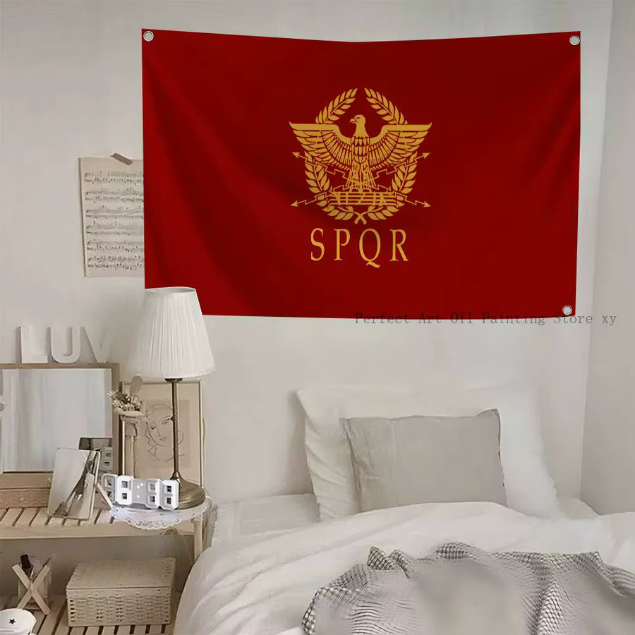 R-Roman E-Empire Flagge als dekoratives Banner in Rot, Rechteckig, B/H: 70 x 50 cm - Bild 5