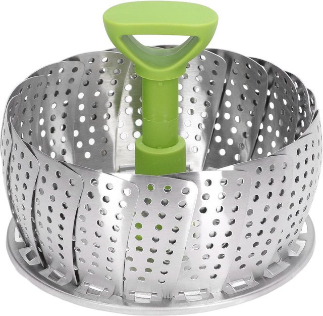 CosyHome Mehrzweck-Dampfkorb aus Edelstahl, faltbarer Dämpfeinsatz für 6,5-9 kg, grau/silber - Bild 1