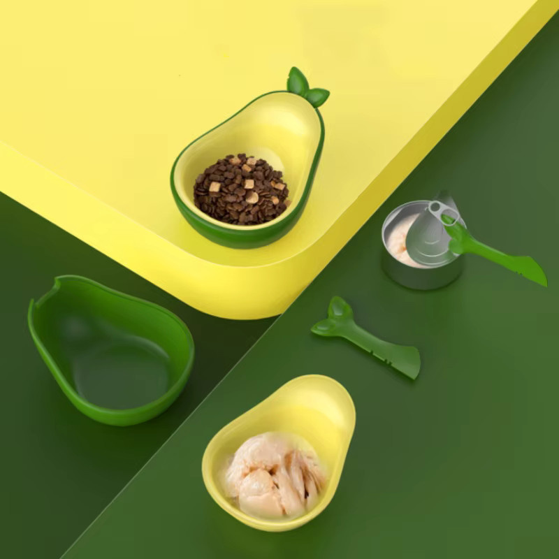 BOOTEELY 3-in-1 Multifunktionales Avocado-Tiernapf-Set in Grün mit Futter- und Trinknapf, Dosenöffner und neigbarem Nackenschutz für Katzen, Breite: 18,0 cm, Tiefe: 14,0 cm - Bild 3