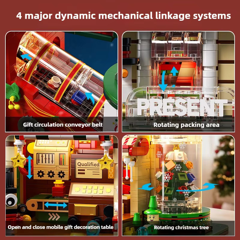 SixBricks MOC Winter Weihnachten Schnee Hütte, Bausteine Set, mit Licht - Bild 3