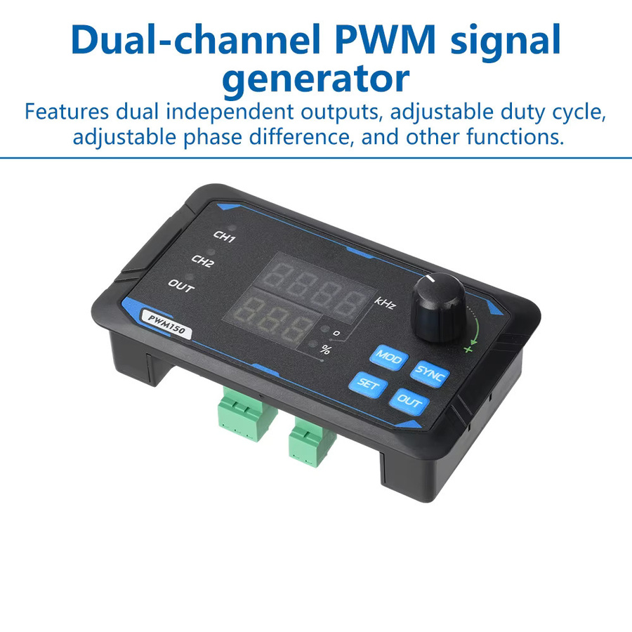 Aideepen PWM150 Dual-Signal-Generator, quadratisches Impulswellen-Frequenzmessgerät, 1 Hz–150 kHz, Schwarz - Bild 2