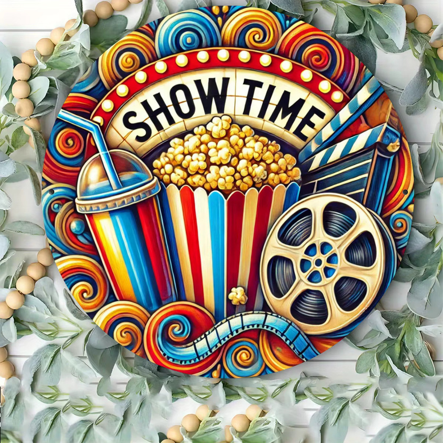 Potdemiel Vintage Cinema & Popcorn Rundes Metallschild in Mehrfarben, Durchmesser: 20 cm - Bild 4