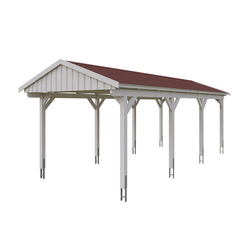 Skan Holz Carport Fichtelberg aus Fichte Leimholz in Weiss mit Dachschindeln B: 317 cm, T: 808 cm, H: 303 cm - Bild 3