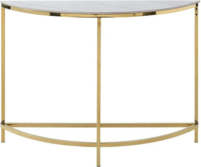 Vente-unique Konsolentisch Cylian im Art Deco Design mit Keramikplatte in Marmoroptik, Farbe Weiß und Gold, Breite: 120 cm - Bild 1