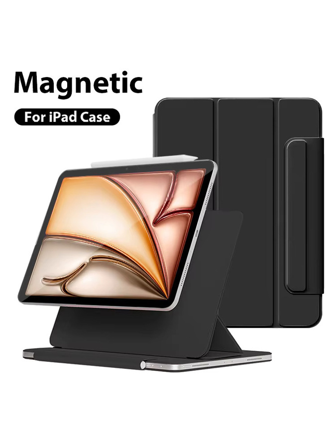 Apple Schutzhülle für iPad Air 11 M3 M4, iPad Pro 12.9 13 M5, iPad Mini 6 7 und iPad 9 10 Generation mit magnetisch abnehmbarer Abdeckung in Schwarz - Bild 5
