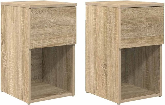 vidaXL Bettschrank Set aus 2 Stück in Sonoma-Eiche, modern und matt, B/T/H: 29 x 31,5 x 49 cm - Bild 1
