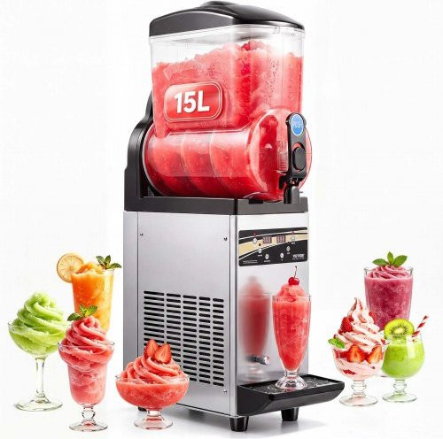 VEVOR Gewerbliche Slush-Eis Maschine mit 15 l Tank aus Edelstahl in Silber und Schwarz für Margarita, Smoothies und Crushed Ice - Bild 1