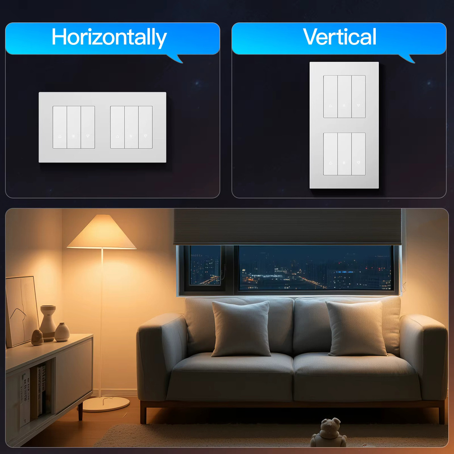 BSEED Zigbee Rollladen-Drucktastenschalter für Tuya Smart Life App, Intelligenter Wandjalousien-Schalter in Weiß mit mattem PC-Rahmen - Bild 4