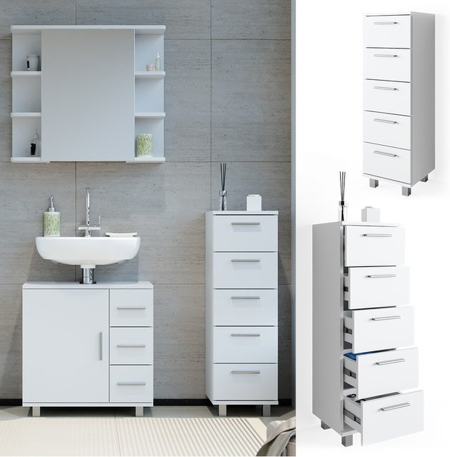 Vicco Badschrank Ilias Weiß Midischrank mit Breite: 30 cm und Höhe: 95 cm - Bild 1
