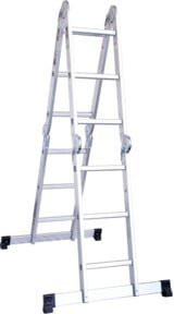 Stier Vielzweckleiter aus Aluminium in Silber mit 12 Stufen und Plattform, Tragkraft 150 kg - Bild 1