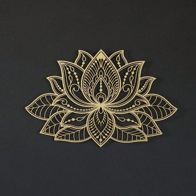 CIFBUY Lotus-Mandala Wandkunst aus Metall in Gold, Geometrische Blumen-Dekoration für Wohnzimmer und Garten - Bild 1