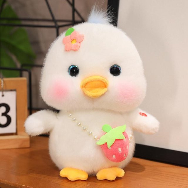 Kidsly Gelbe Ente Plüschtier, Erdbeere, Stofftier, 19cm - Bild 1