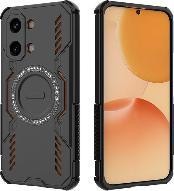 Wärmeableitende magnetische kabellose Panzer-Schutzhülle für Xiaomi Poco X8 Pro Max und X8Pro in Schwarz mit Kunststoffabdeckung an den vier Ecken - Bild 1