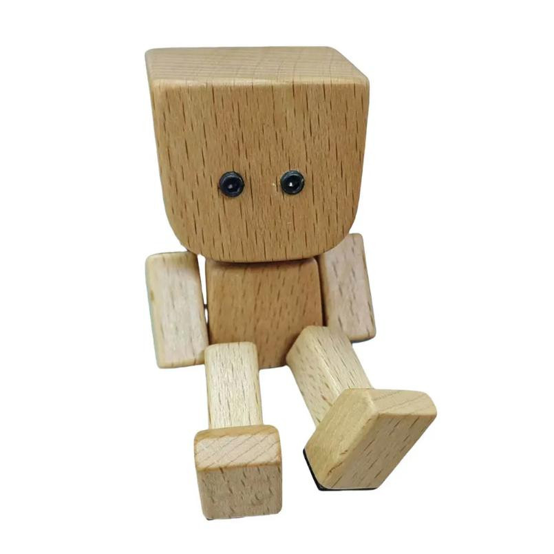Magnetische Schüttelmann-Figur aus Holz mit veränderbaren Emoticons in Braun von Discover Intime als Dekoration für das Armaturenbrett oder den Schreibtisch - Bild 2