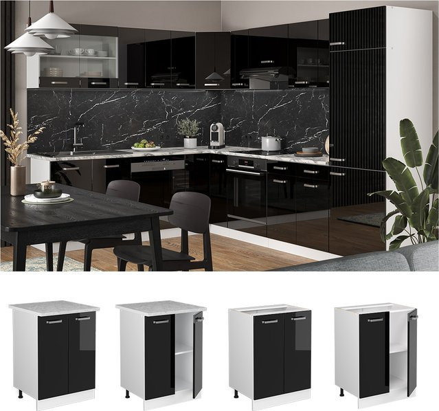 Vicco Küchenunterschrank R-Line modern in Weiß und Schwarz mit Breite: 60 cm - Bild 1