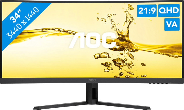 AOC CU34B3E Curved LED-Monitor, 86,36 cm (34 Zoll), WQHD 3440 x 1440, 120 Hz, VA-Panel, HDR10, 1 ms, Schwarz - Bild 1