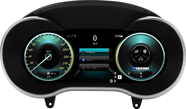 Digitales LCD Dashboard Instrumentencluster für Mercedes Benz C Klasse X253 GLC W205 mit 12,3 Zoll QLED Panel und Linux System in Schwarz - Bild 1