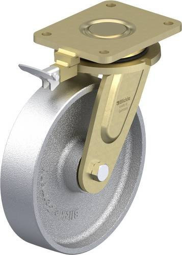 Blickle Lenkrolle LS-G 250K-RI4 mit Feststeller in Silber, Rad-Durchmesser: 25 cm, Tragfähigkeit: 1400 kg - Bild 1