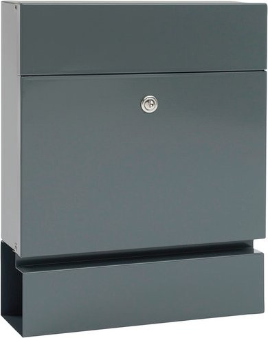 ME-FA Briefkasten Seranade aus Stahl in Basaltgrau, Wandmontage, B/H/T: 37,1 x 11,2 x 46,5 cm - Bild 1