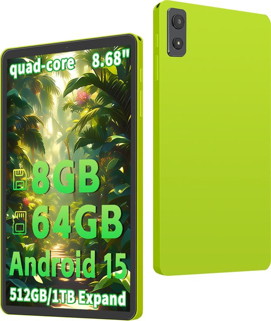 Paitanry Android 15 Tablet mit 8,68 Zoll Display, 8 GB RAM, 64 GB ROM, 4-Kern-Prozessor, Widevine L1 und 5000 mAh Akku - Bild 1