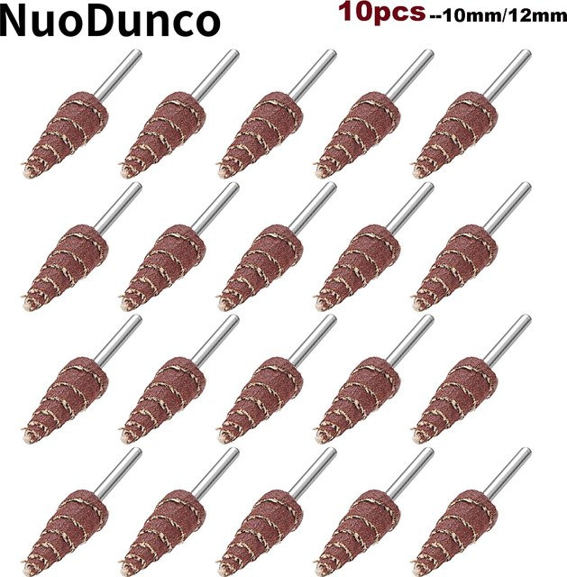 NuoDunco Konischer Kegel-Schleifkopf Set für Dremel-Zubehör in den Körnungen 80, 120 und 240 mit 10 mm und 12 mm Durchmesser - Bild 1