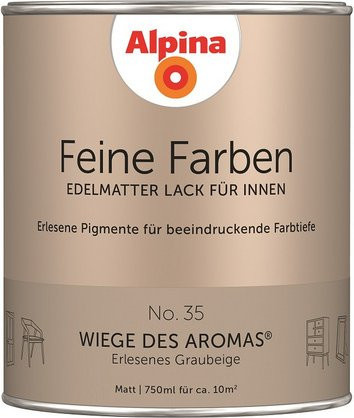 Alpina Feine Farben Wasserbasierter Lack Grau-Beige Matt 0,75 l - Bild 1