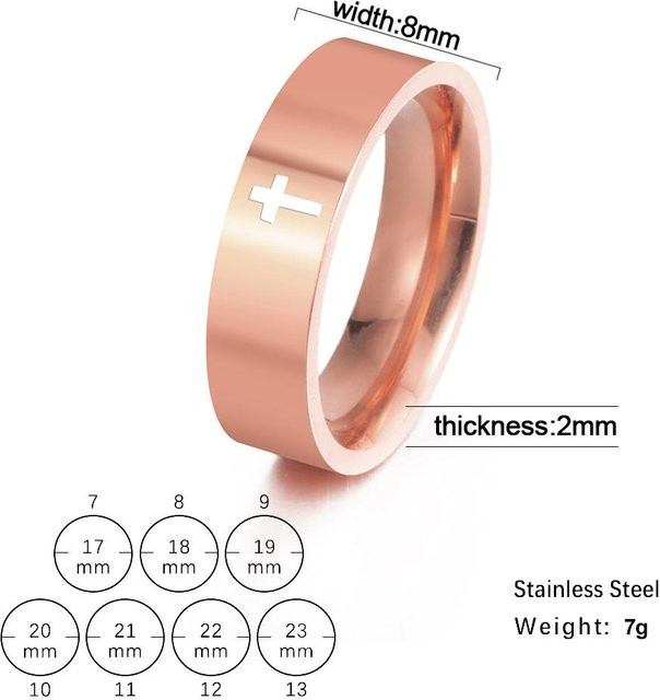 Kreuzring Edelstahl, Roségold, Unisex - Bild 1