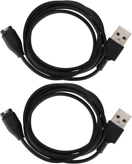 2 Stück USB Ladekabel für Garmin Fitbit Fenix 6X Smartwatch, Farbe: Schwarz - Bild 1