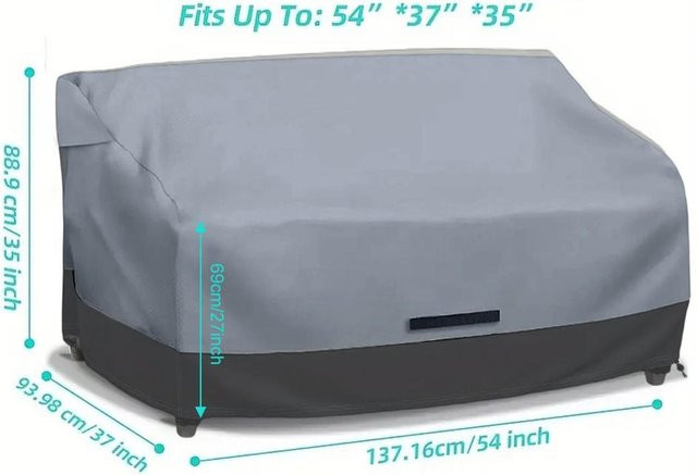 Wasserdichte Terrassenmöbel-Abdeckung für Sofas aus Polyester in Grau, Breite: 137,16 cm, Tiefe: 93,98 cm, Höhe: 88,9 cm - Bild 1