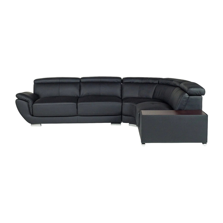 Vente-unique Sofa Nahia L-Form in Schwarz mit Lederbezug, Breite: 306 cm, Tiefe: 240 cm, Höhe: 78 cm - Bild 2