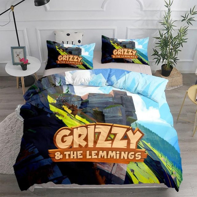 Grizzy Und Die Lemminge Bettwäsche-Set mit Bettbezug und Kissenbezug, 3-teilig, B/H: 200 x 200 cm - Bild 1