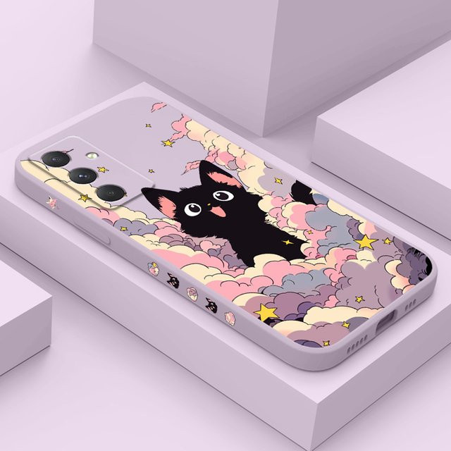 Bunte Wolke und Katze Handyhülle für Samsung Galaxy A-Serie (A17, A56, A55, A35, A25, A15, A05, A05S, A54, A34, A24, A14, A04, A04S, A04E) 4G/5G in Mehrfarbig - Bild 1