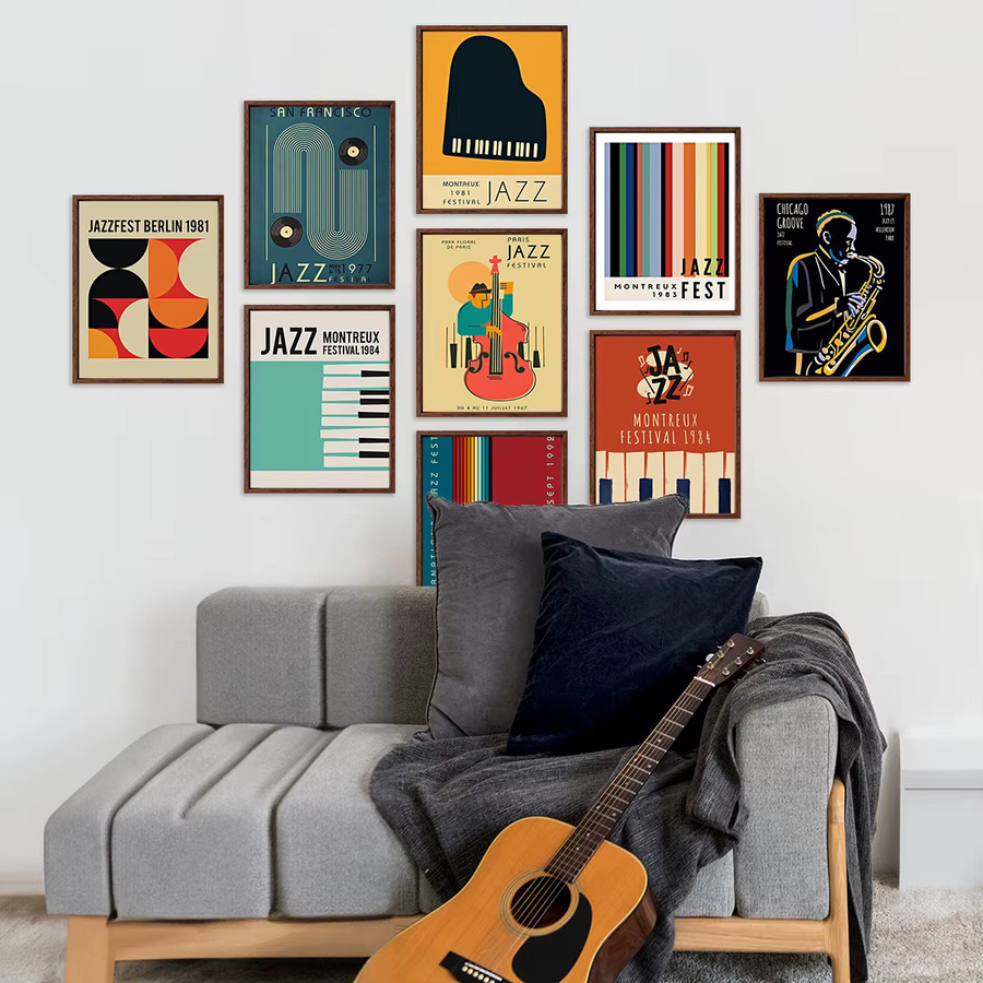FajerminArt Jazz-Musik-Poster im Vintage-Stil als dekorative Wandkunst, mehrfarbig, ungerahmt - Bild 3