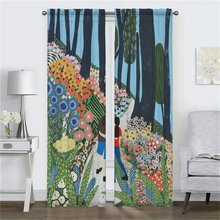 Verdunkelungsvorhänge aus Tüll im italienischen Kunstdesign für Schlafzimmer und Wohnzimmer, 2er-Set, Mehrfarbig, B: 50 cm, H: 70 cm - Bild 3