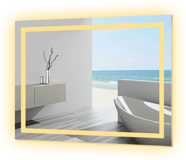 Aica Sanitär Badspiegel mit LED Beleuchtung, dimmbar, Kaltweiß, B/H: 90 x 70 cm - Bild 1