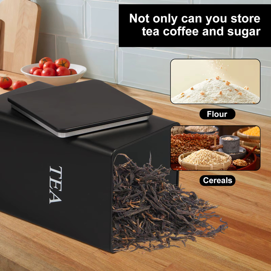 Willstar 3er Set Vakuum Versiegelte Vorratsgläser aus Glas und Metall für Kaffee, Tee und Zucker, 1 l pro Behälter, Schwarz und Weiß - Bild 3