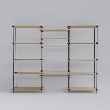 AR Shelving Deco Set modernes Standregal aus Metall und Holz in Anthrazit-Eiche, B/H/T: 185 x 235 x 35/52,5 cm