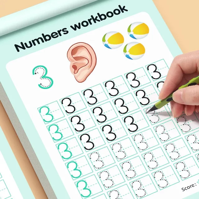 BOHY Übungsbuch zum Schreiben lernen für Kinder mit Punktmatrix und Kalligraphie-Vorlage, 0–100, rot und mehrfarbig - Bild 1