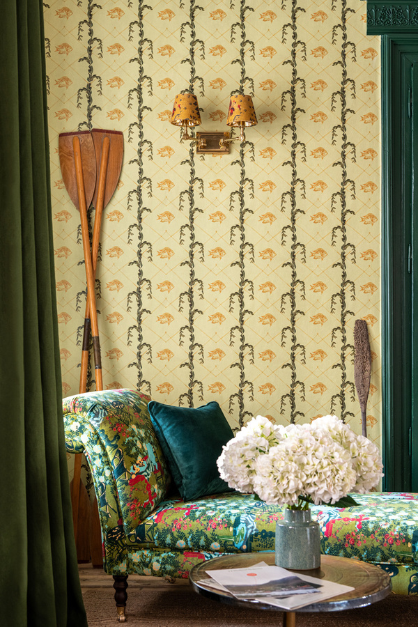 Mindthegap Tapete Amoulette WP30155 in Gelb und Beige mit Natur- und Tiermotiven im Vintage-Stil als Vlies-Tapete - Bild 1