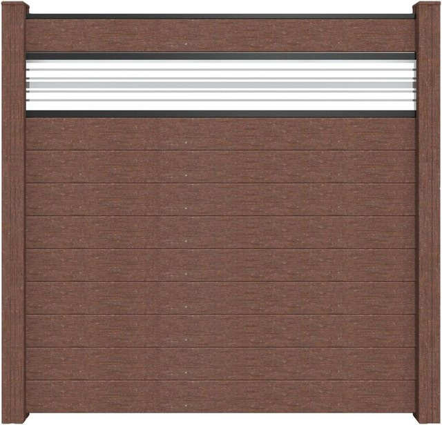 GroJa Steckzaun Solid mit Glas-Design Einsatz in Terra, B/H: 180 x 180 cm, Tiefe: 1,9 cm - Bild 1
