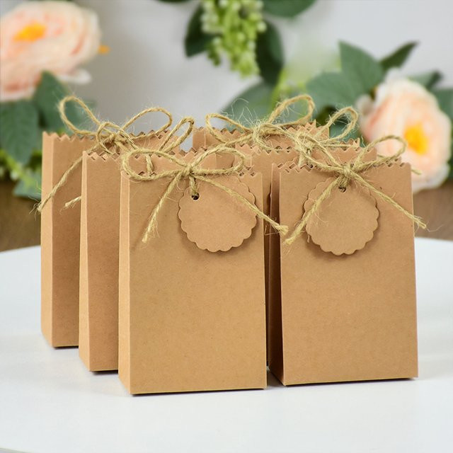 CYZIWEIN Kraftpapier-Geschenkbeutel mit Hanfseil in Braun, 30 Stück für Schmuck, Kekse und Gastgeschenke - Bild 1