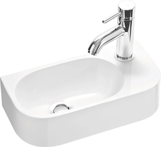 Stilform Gäste WC Waschbecken PARK aus Mineralguss in Weiß, B/T: 40 x 20 cm, mit Hahnloch rechts und Überlauf - Bild 1
