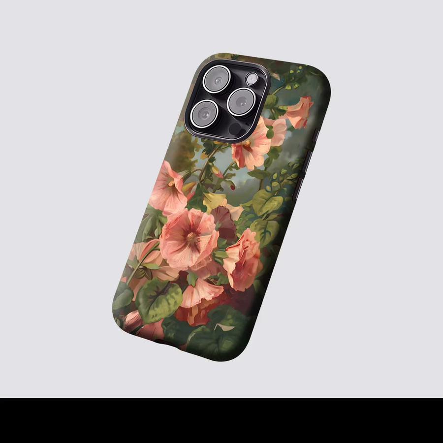 Potdemiel Magnetische Handyhülle mit Hollyhock Ölgemälde für iPhone 17 16 15 14 13 Pro Max Plus, Mehrfarbig - Bild 2