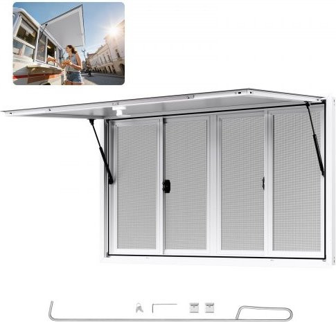 VEVOR Imbissfenster mit Aluminiumrahmen und 4 Schiebefenstern für Imbisswagen und Konzessionsstände, Einbaumaß B: 152,4 cm, H: 91,5 cm - Bild 1