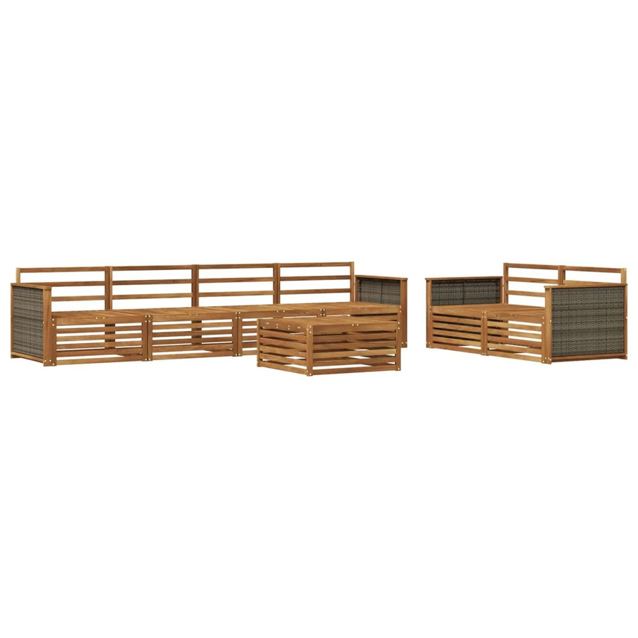 vidaXL Outdoor-Sofagarnitur aus Massivholz Akazie in Natur Braun, 7-teiliges Set im modernen Latten-Design - Bild 2
