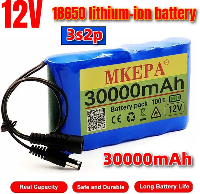 KEPAH Lithium-Ionen-Akkupack 12V mit 30000mAh und BMS-Schutzplatine, Blau - Bild 1
