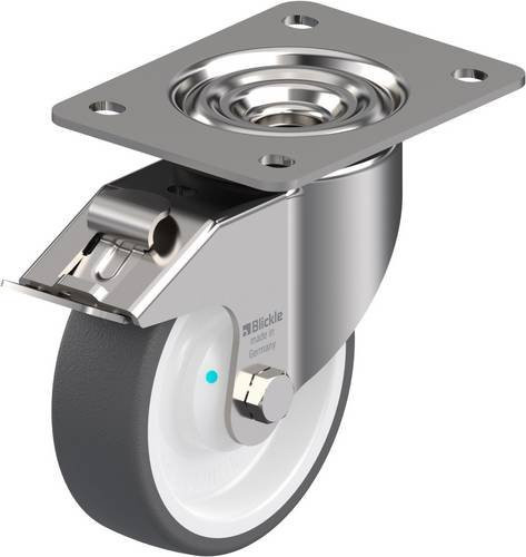 Blickle Lenkrolle LKX-POTH 125KAD-3-FI mit Feststeller aus Edelstahl und Kunststoff, Rad-Durchmesser: 125 mm, Tragfähigkeit: 350 kg - Bild 1