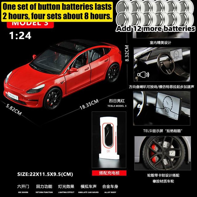 Linyi toy car Modell 3 Premium Elektro-Limousine, Modellauto, 1:24, Metall, ab 14 Jahren - Bild 1
